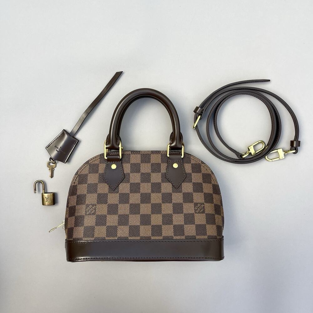 Louis Vuitton Alma BB Crossbody Purse Bag Damier Ebene